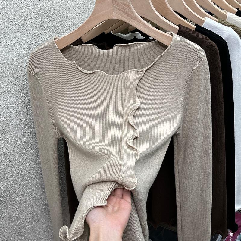 Autumn New Long Sleeve Base Knitted Sweater for Women Winter Round Neck Pullover Knitwears Tops Office Lady Elegant Solid Casual Sweaters Chic 24855