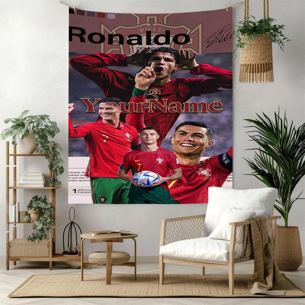 Cristiano Ronaldo Custom Your Name Wall Decor Tapestry Art For Pet Memorial Birthdaywedding Party Backdrop Family Gift