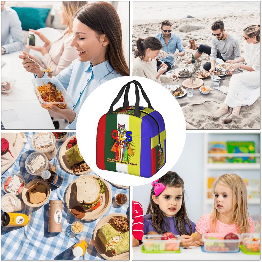Order Of The Eastern Star Logo Thermal Insulated Lunch Bags Women Portable Lunch Container for School Multifunction Food Box