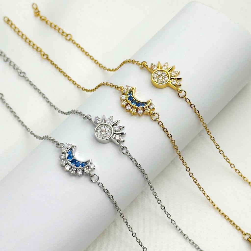 Набор парных браслетов "Луна Солнце Циркон" - Европейская и Американская Коллекция Многослойных Украшений