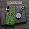 Защитный чехол из полупокрытой кожи с тиснением под крокодила из коровьей кожи для Honor Play 50 Plus.