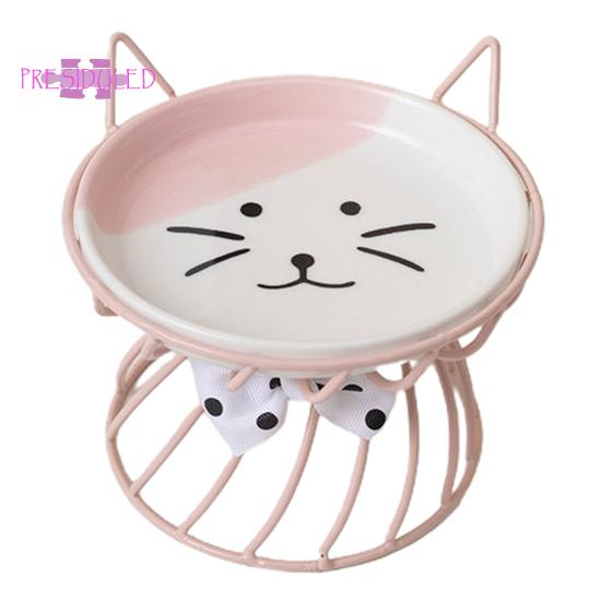 Приподнятая миска для кошачьего корма, большая вместимость, против рвоты, керамическая посуда с кронштейном — Товары для домашних животных