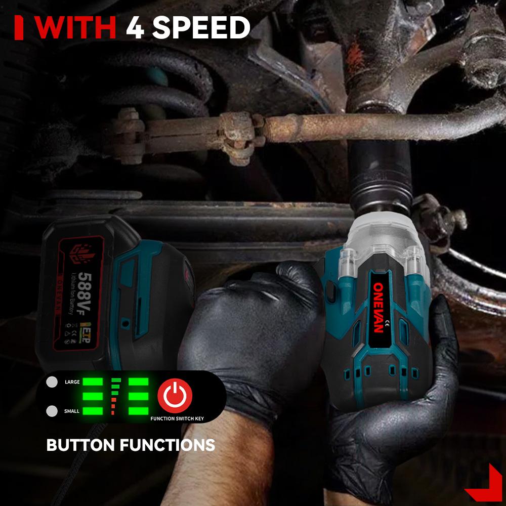 ONEVAN 520N.M бесщеточный электрический ударный гайковерт 1/2 дюйма беспроводной шестигранный набор головок отвертка электроинструмент для Makita 5BBVF/18V аккумулятор