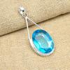 AAA+ Blue Topaz Gemstone 925 Sterling Silver Handmade Engagement Gift Pendant