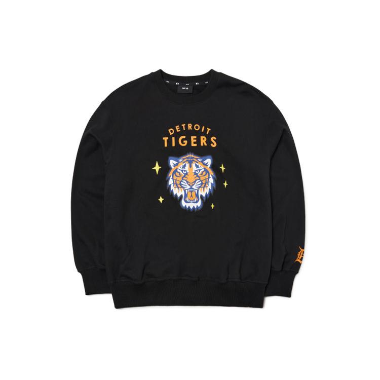 MLB Толстовки Detroit Tigers Унисекс Черные С круглым вырезом Умеренная Обычный крой 3AMTD0121-46BKS