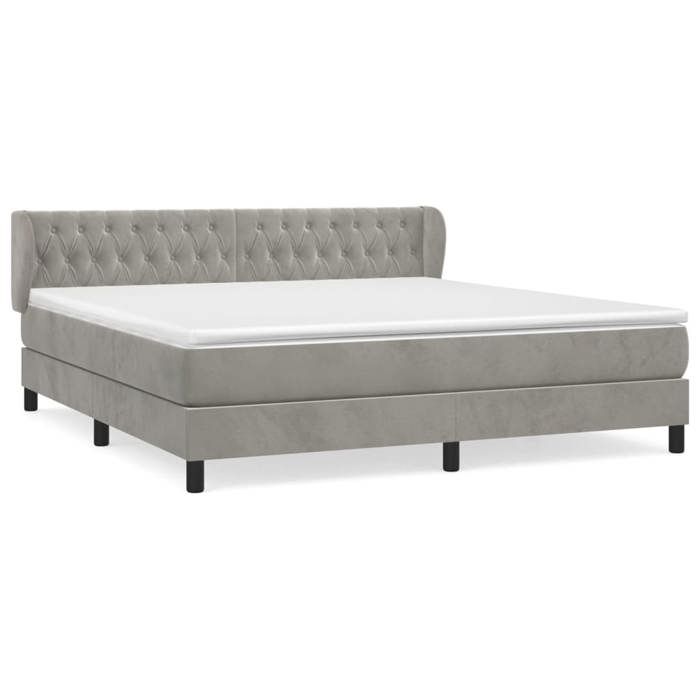Maison Exclusive - Sommier à lattes de lit et matelas Gris clair 160x200cm Velours