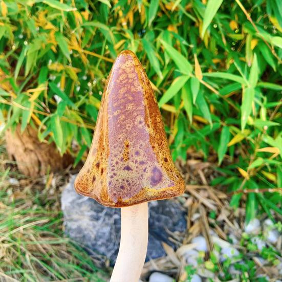 Planter Insert Ceramic Mushroom Colorful Glazed Mushroom Decoration Hand-Painted Toadstools Sculptures