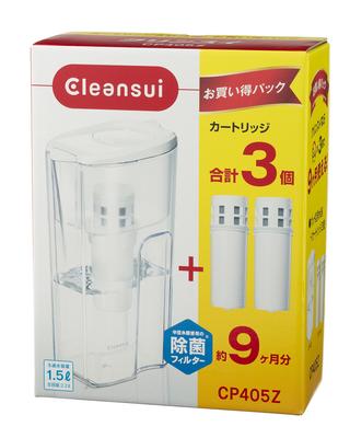 Фильтр-кувшин для воды Cleansui, Набор из 3 картриджей [CP405Z-WT], Объем фильтрованной воды: 1,4 л, Общая вместимость: 2,2 л, модель средней емкости