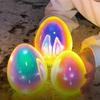 3Pcs Glowing Pearlescent Egg Decoration Battery Powered LED Light-up Egg Figurine Spring Easter Holiday Party Desktop Ornament