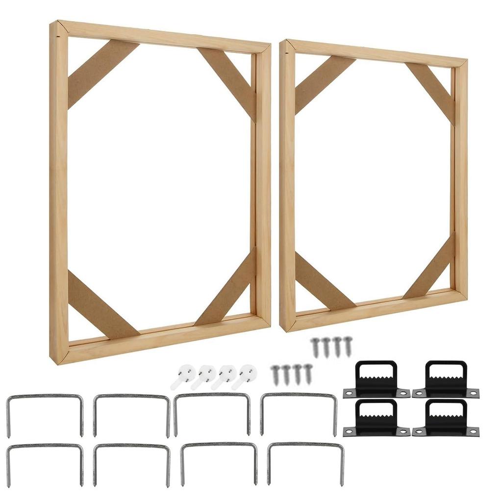 2 Set DIY Solid Wood Canvas Frame Kit 16X20 Inch Canvas Frame Stretcher Bars Wood for Oil Paintings Prints and Posters Easy to Use