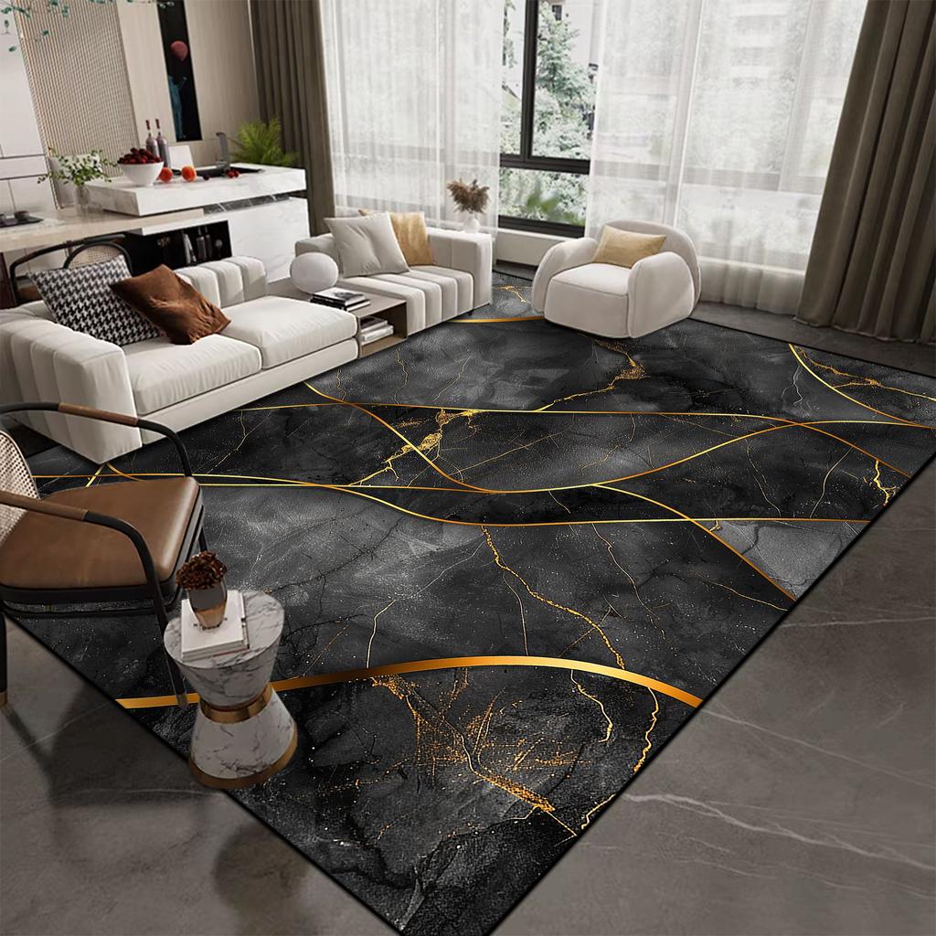 Fashionable Luxury Marble Carpet for Living Room Decoration Home Modern Rugs for Bedroom Non-slip Washable Lounge Floor Mats