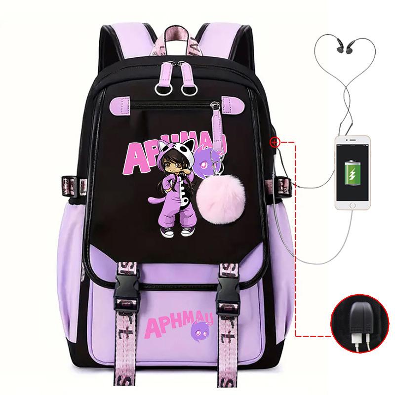 Harajuku Simple and Versatile Aphmau Junior High School Student School Bag Female Lightweight Large Capacity Middle School Student Backpack