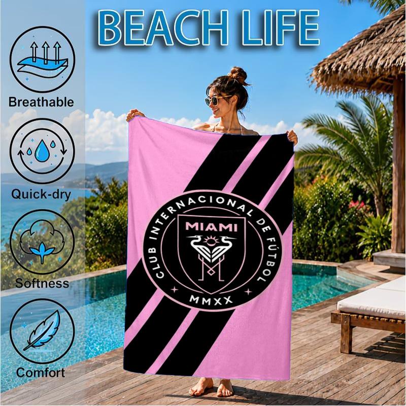 Inter Fc Emblem Printed Microfiber Beach Towel, Soft And Absorbent, Quick-Dry, Ideal for Summer Travel, Beach Essential, Swimming Pool