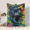 1pc Panther, Jungle Blanket Lightweight Blanket Throw Blanket For Sofa, Bed, Travel, Camping, Livingroom, Office, Couch, Chair yy251010012