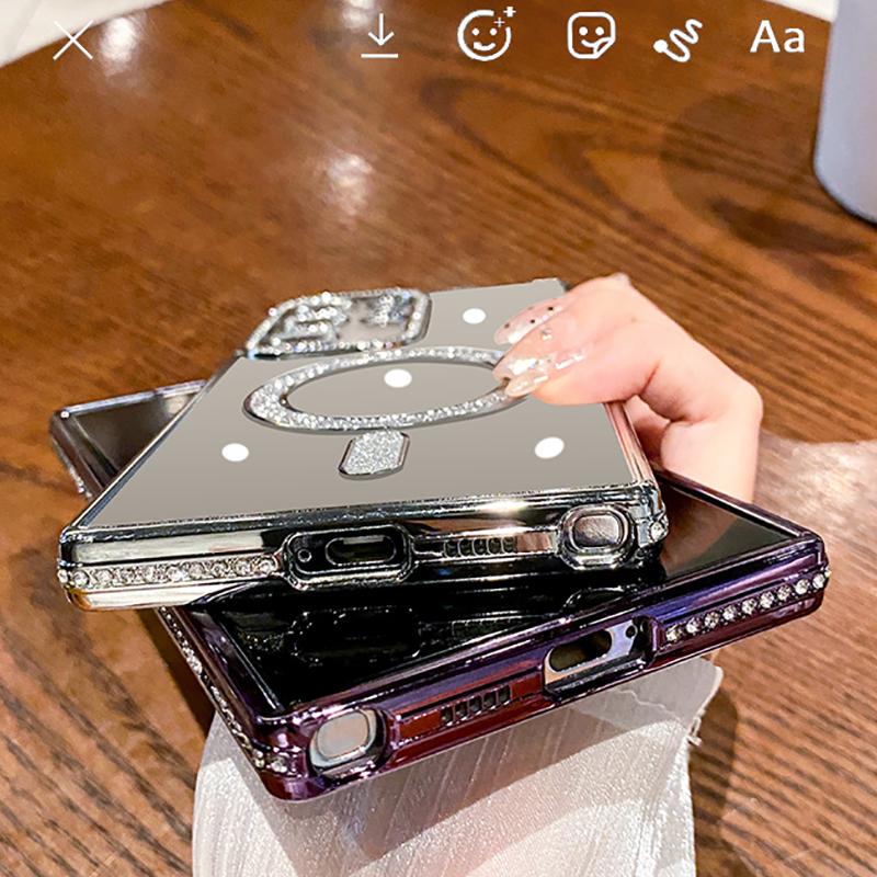 Модный блестящий прозрачный чехол со стразами для Samsung Galaxy S24 Plus S23 S22 Ultra для Magsafe, силиконовый чехол с беспроводной зарядкой