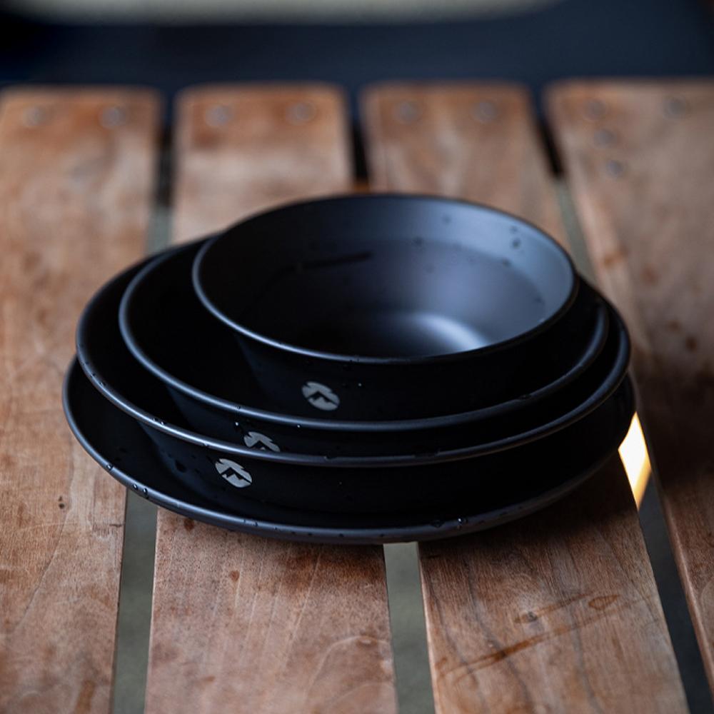 Набор посуды из нержавеющей стали с ти-покрытием, портативный набор посуды для кемпинга, пикника, барбекю и