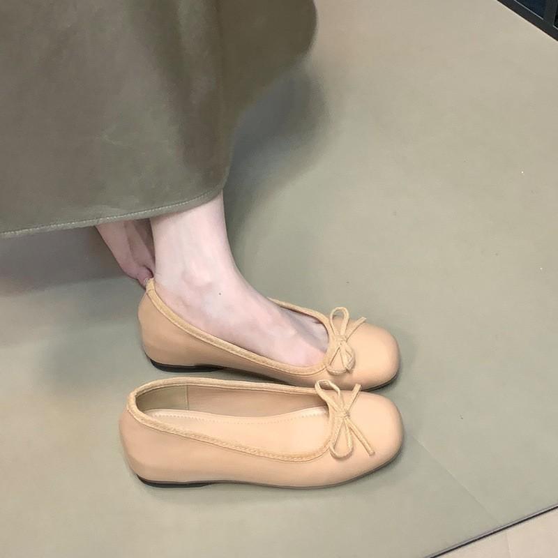 Красные туфли-лодочки с бантом Французские туфли-лодочки 2025 весна женская обувь внутренний подъем бабушкины туфли