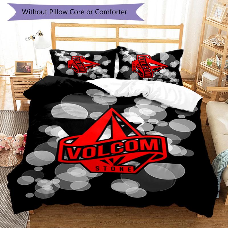 3pcs V-VOLCOM LOGO4 pattern bedding set duvet cover set includes duvet cover &pillowcases, perfect all season bedroom decoration & gift