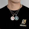 Hip-Hop Small Round Photo Pendant Trendy Brand DIY Creative Photo Frame Zircon Pendant Men's Necklace