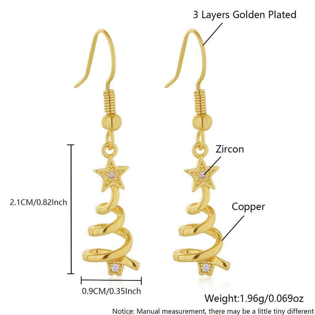 18K Gold-Plated Christmas Earrings: Snowman, Snowflake, Tree & Hat Studs