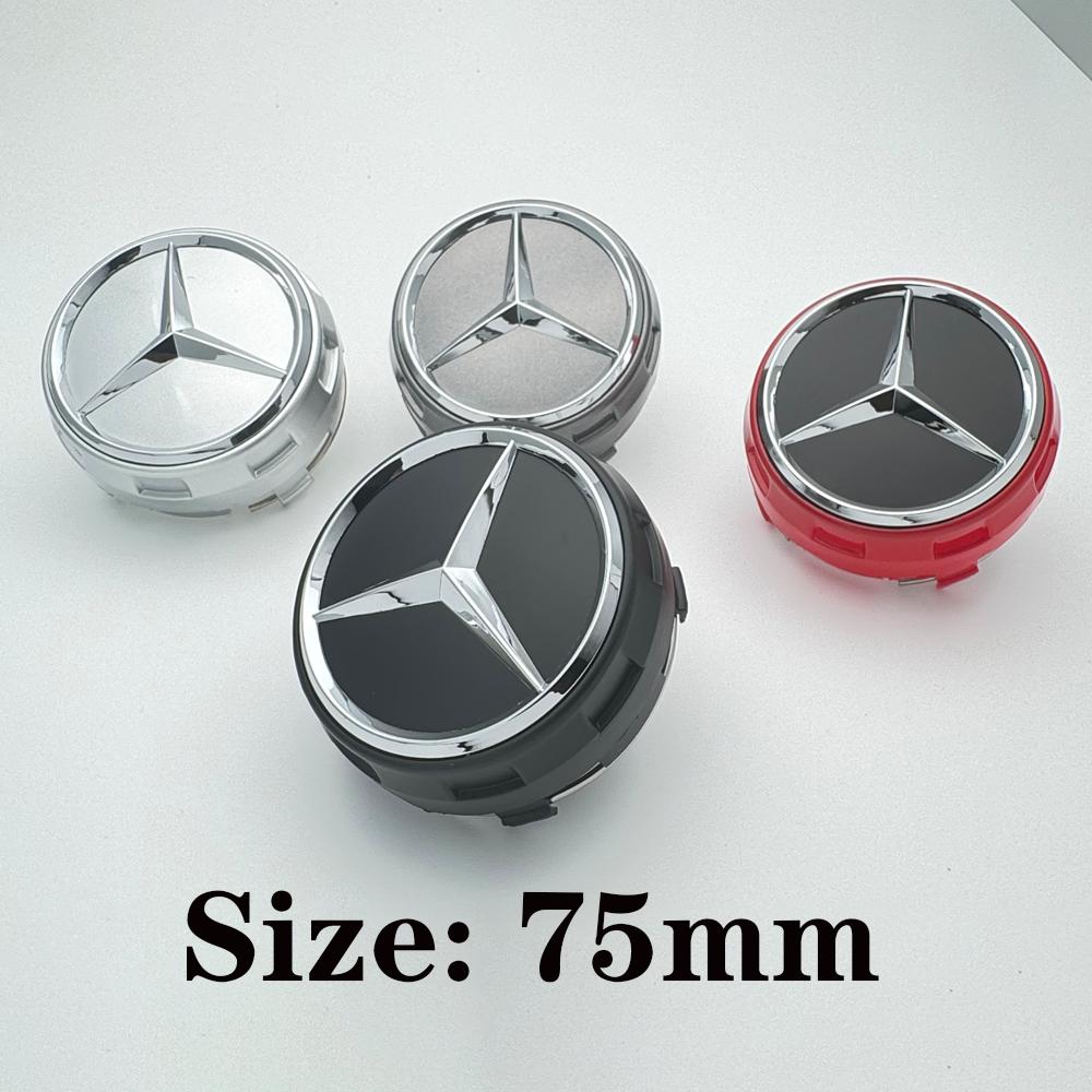 New 2025 Hot 4pcs 75mm Black Red Raised Car Styling Wheel Center Cap Hub Covers Badge Car Accessories For Mercedes Benz AMG A000