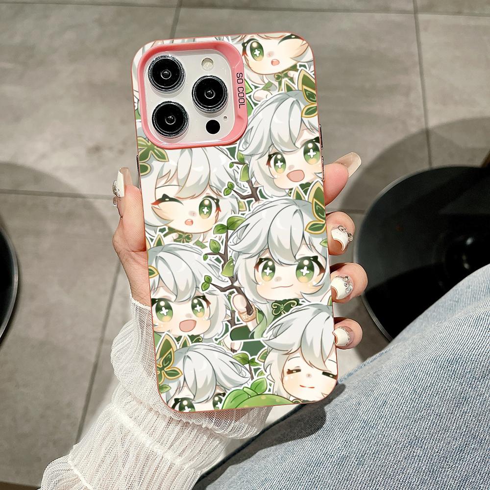 Game GI Nahida Pink Translucent Mobile Phone Case for iPhone 17 16 15 14 13 12 11 X XR XS 8 7 Air Pro Max Plus Colorful Cover