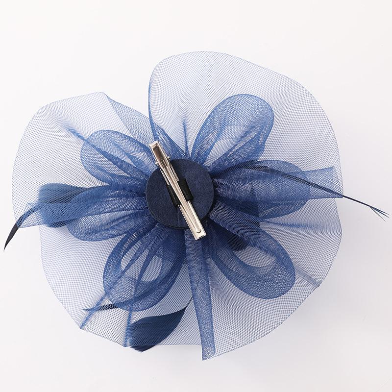 Женская шляпка-фасинатор, коктейльная, свадебная, для вечеринки, церковная, элегантный головной убор, перья, заколка для волос невесты, тычинки, сетка, аксессуары для волос
