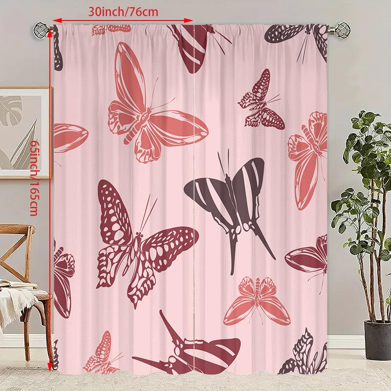 2 шт. - Бабочка - занавеска с принтом - материал полиэстер - для спальни, гостиной, кабинета, занавеска, препятствующая приватности