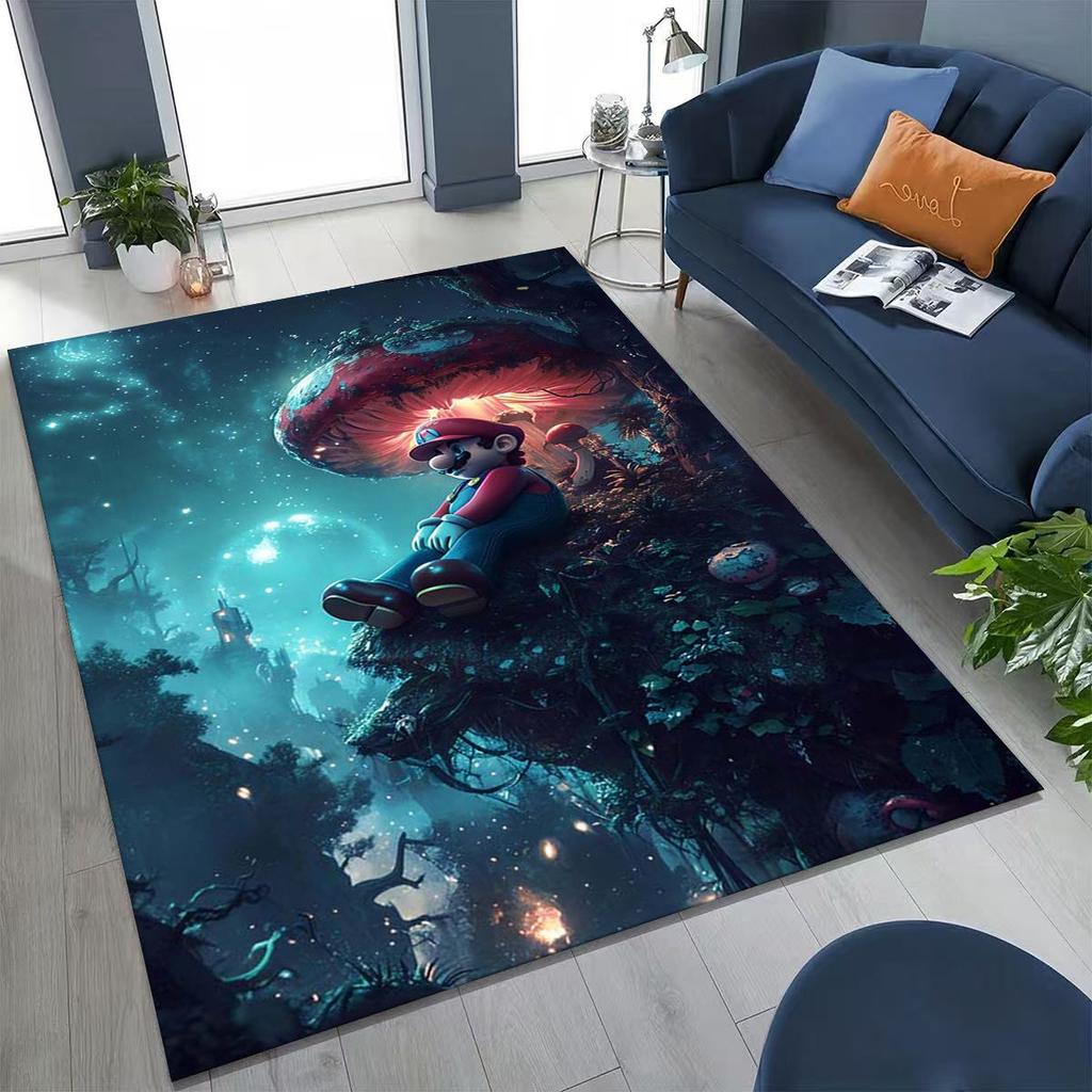 2026 New Retro Mario Cartoon Gift Rug for Bedroom Living Room Sofa Home Doormat Decor, Large Kids Play Non-slip Floor Mat
