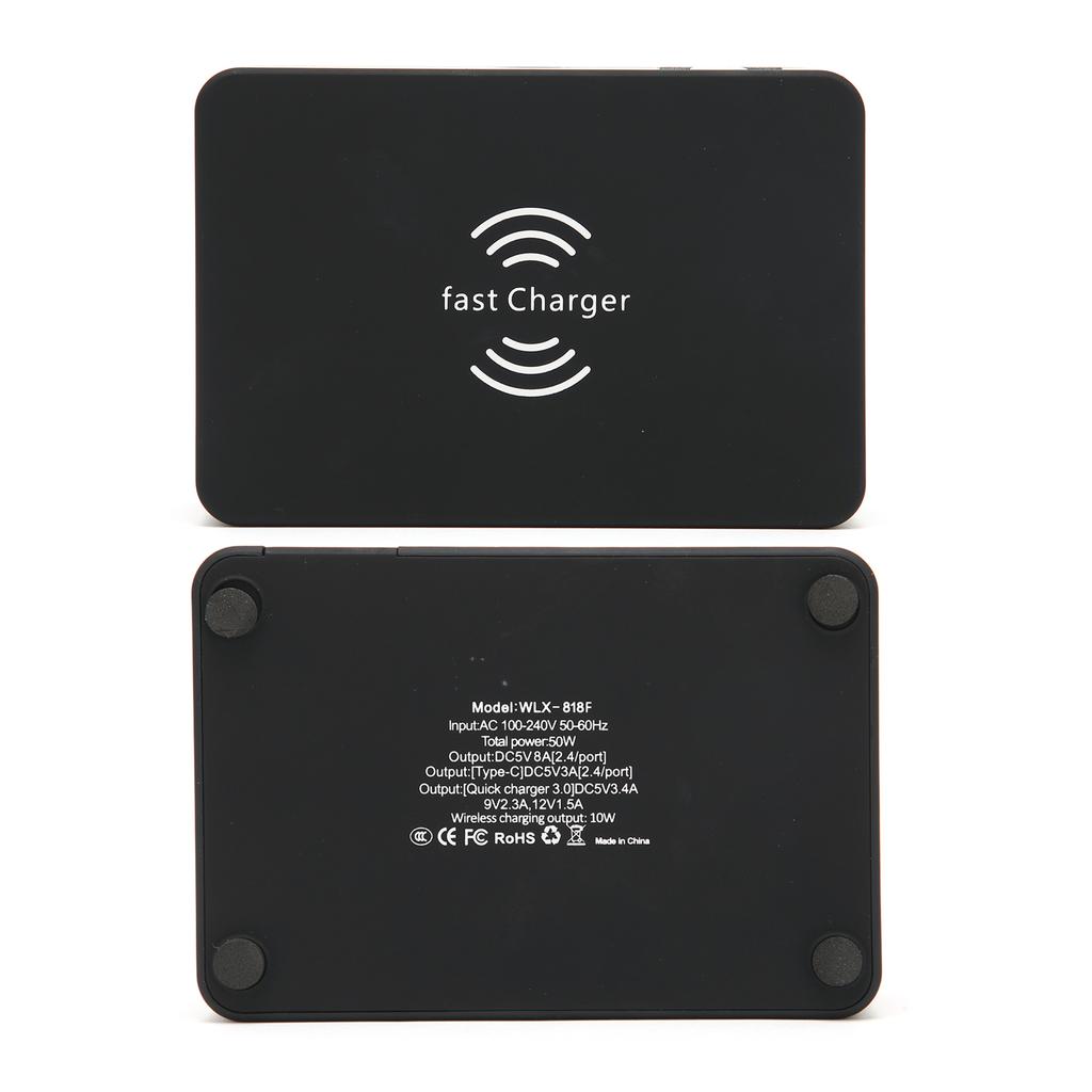 Зарядное устройство Беспроводной MultiPort USB Быстрая зарядка TypeC Hub с Smart Display AC