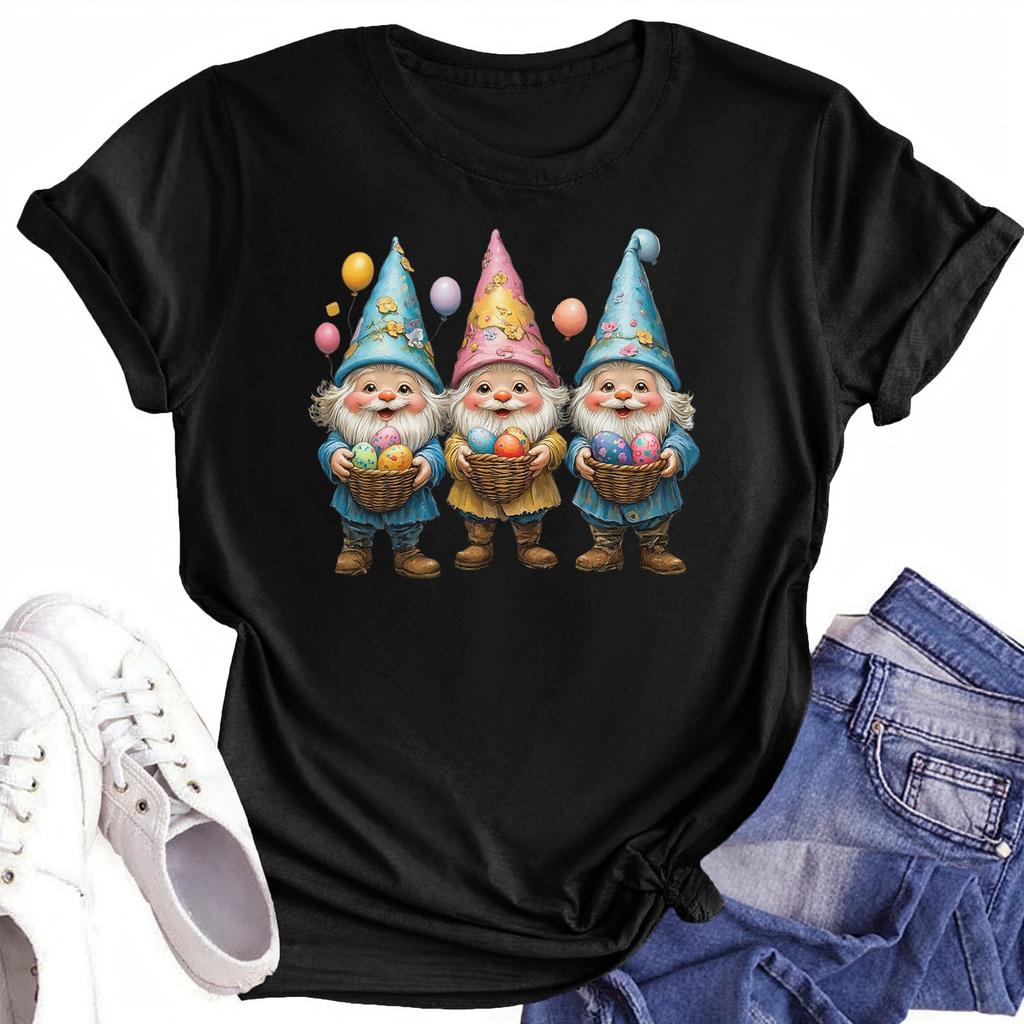 Женская повседневная футболка с круглым вырезом и короткими рукавами с принтом