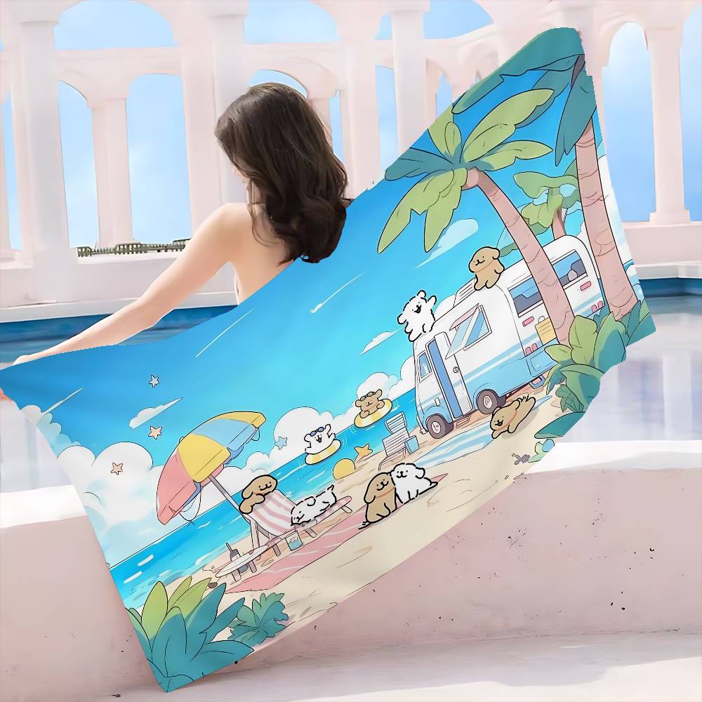 Line CARTOON P-PuppyS Microfiber Printed Beach Towel Mountain Climbing Yoga Beach Swimming Running Absorbent Soft Towel