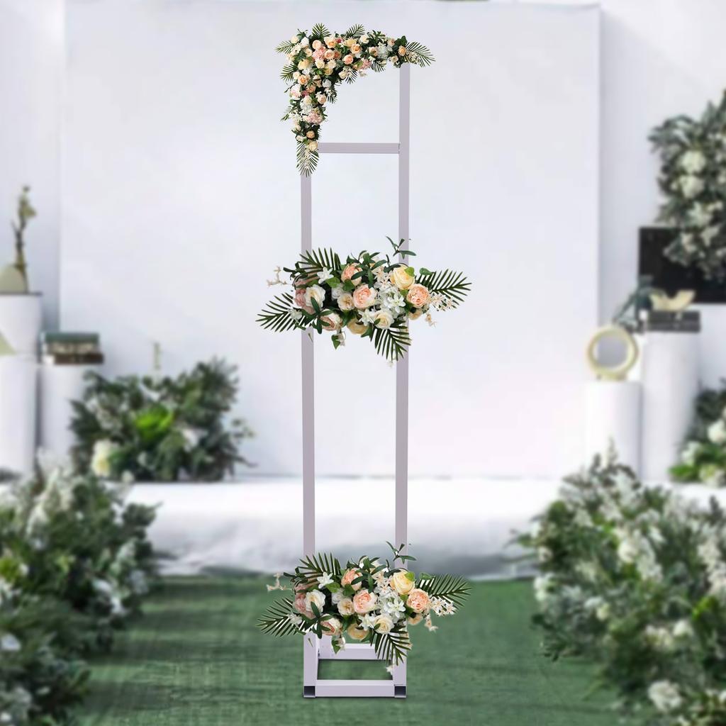Wedding Arch Backdrop Stand, White Adjustable Telescopic Background Pole, Easy Setup & Sturdy Support for Wedding Ceremony