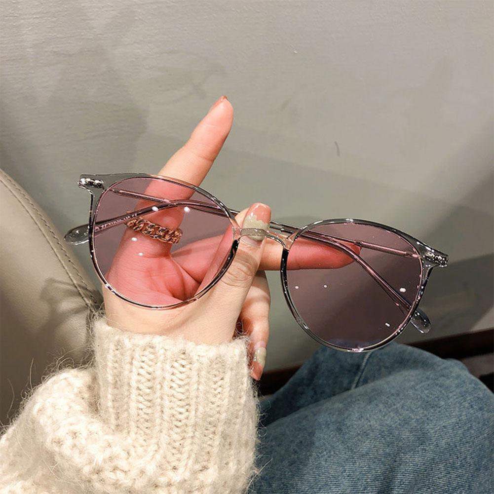 Color Changing Anti Blue Light Glasses Circular Glasses Frame Comfortable Outdoor Sunglasses For Women
