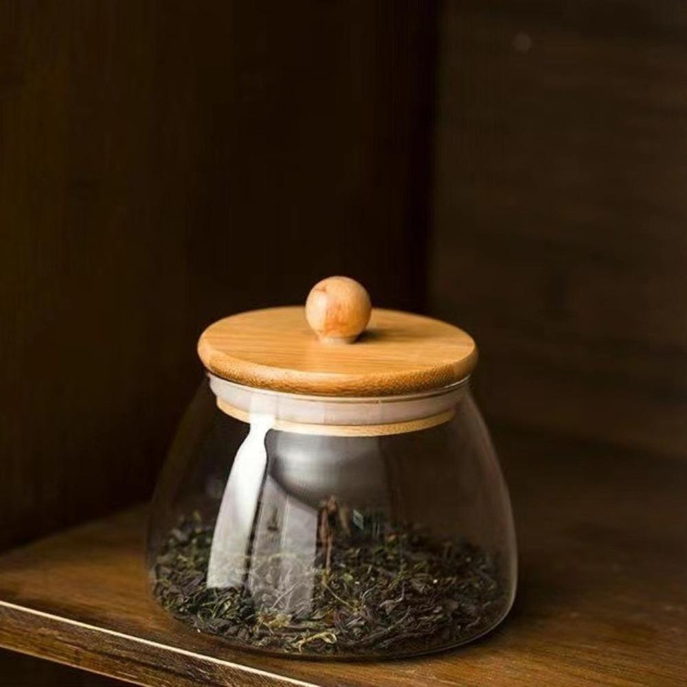 Transparent Airtight Glass Containers Moisture Proof Tea Storage Jar Coffee Bean Seasoning