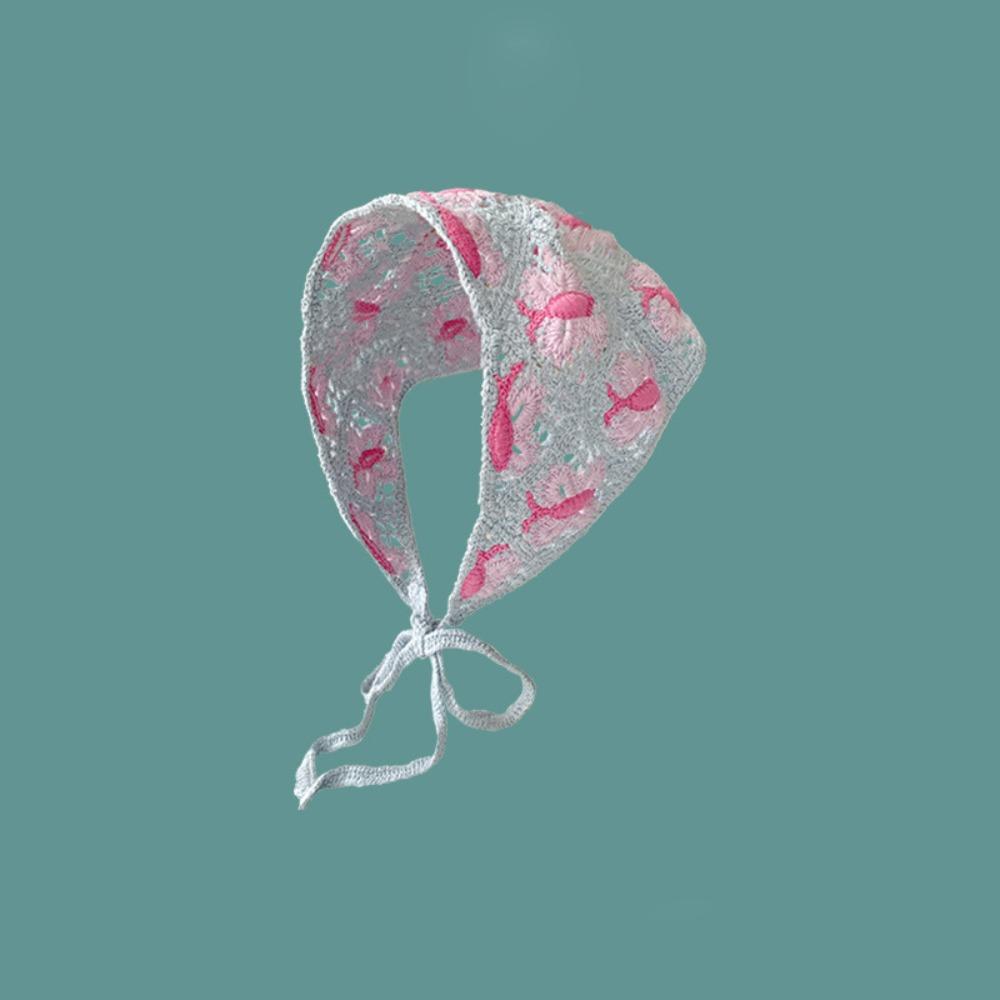 Вязаный Девочка Цветок Косынка Крючком Пляжный Отпуск Волосы Аксессуар Милая Треугольная Повязка на Голову