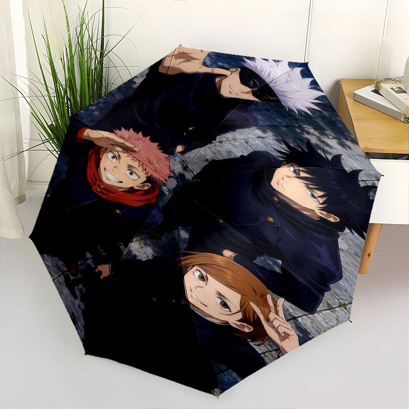 1 PC Automatic Folding Umbrella - Jujutsu Kaisen Pattern Portable Foldable Design With 8 Ribs Christmas Birthday Gifts