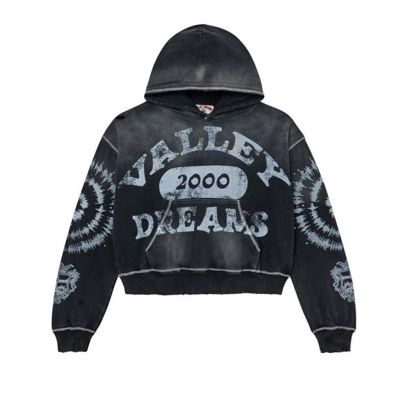 Mens Oversized Hooded Sweatshirt With 3D Graphic Print Washed Effect Drop Shoulder Zipper Front Casual Streetwear