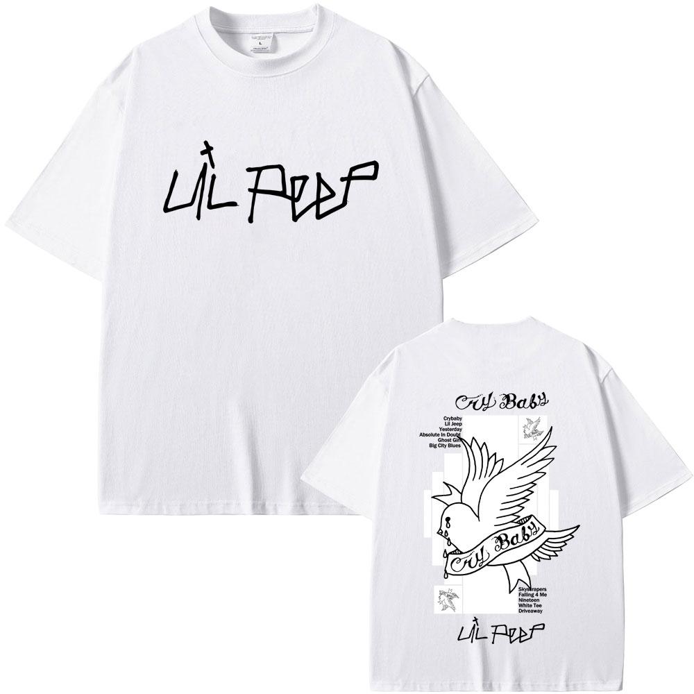 Rapper Lil Peep Crybaby Album Graphic T Shirt Men Women Hip Hop Fashion Tshirts Male Casual Vintage Oversized Short Sleeve Tees