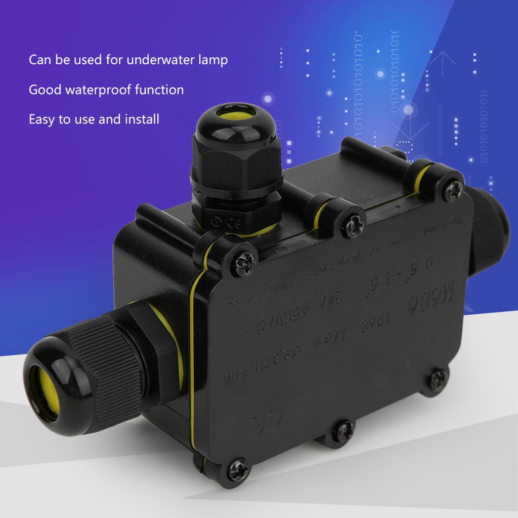 Cable Connector Case IP68 Plastic Junction Box 5m Underwater Electronic Connection Case T100 450VAC 24A UL94V‑2 Junction Case