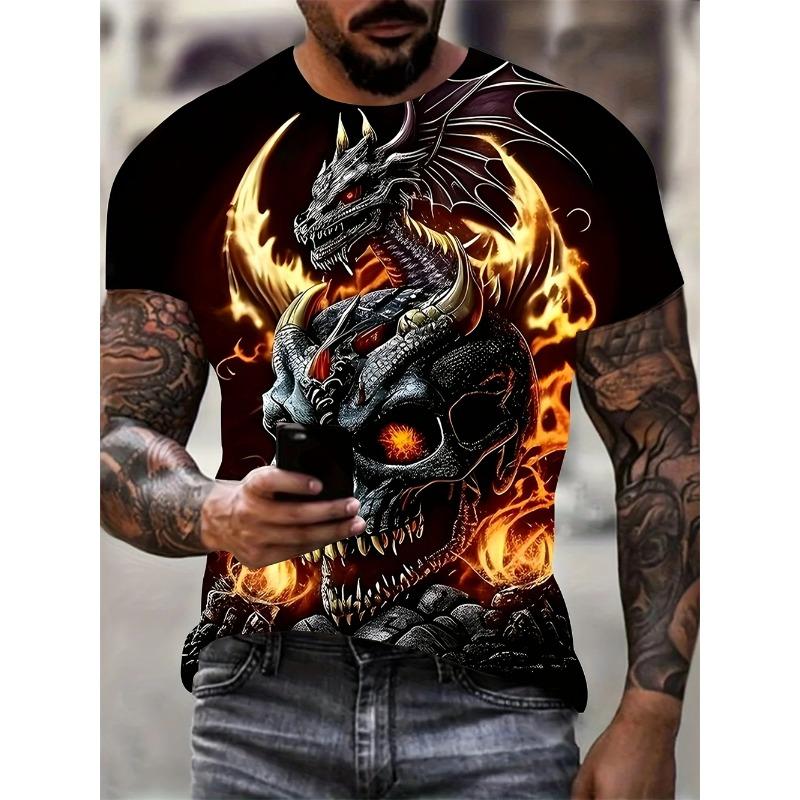 Men's T-Shirt Artistic Color Entertainment Game Controller Pattern Splicing 3D Printed Casual Short Sleeved Fashionable Clothes