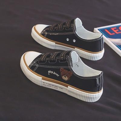 Осенние новые низкие эспадрильи с мишкой, женские, модные, студенческие, универсальные, повседневные, на плоской подошве, ретро, кеды