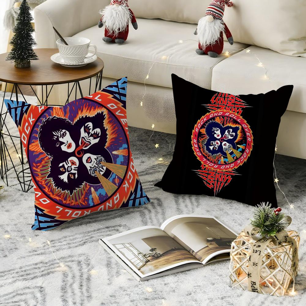 American Rock K-Kiss Band Pillow Case Anti-dustmite Pillow Invisible zipper silky short plush Sofa cushion cover