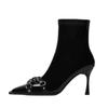 Fashion Women Punk High Heels Shoes Trend Chelsea Ankle Woman Boots 2025 Winter New Pointed Toe Stilettos Fashion Short Botas Pumps