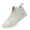 High-top Board Shoes Men's Autumn and Winter White Shoes First-layer Cowhide Couple Casual Shoes Foreign Trade Velvet Warm Cotton Shoes Men