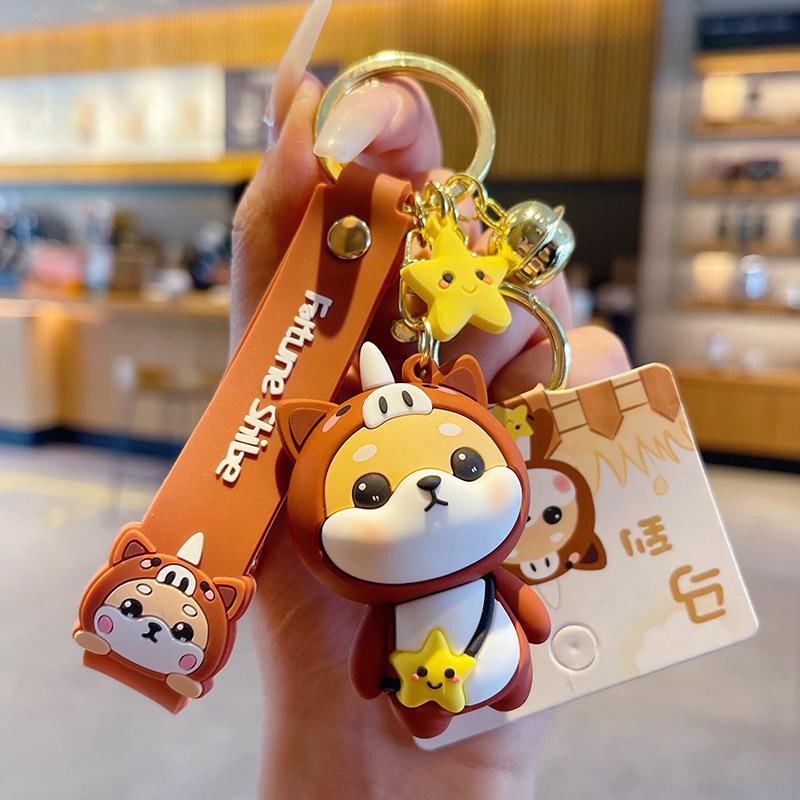 Брелок с изображением кролика Чай из мультфильма, милый кукла Сиба-ину со знаком зодиака, брелок для сумки, подвеска