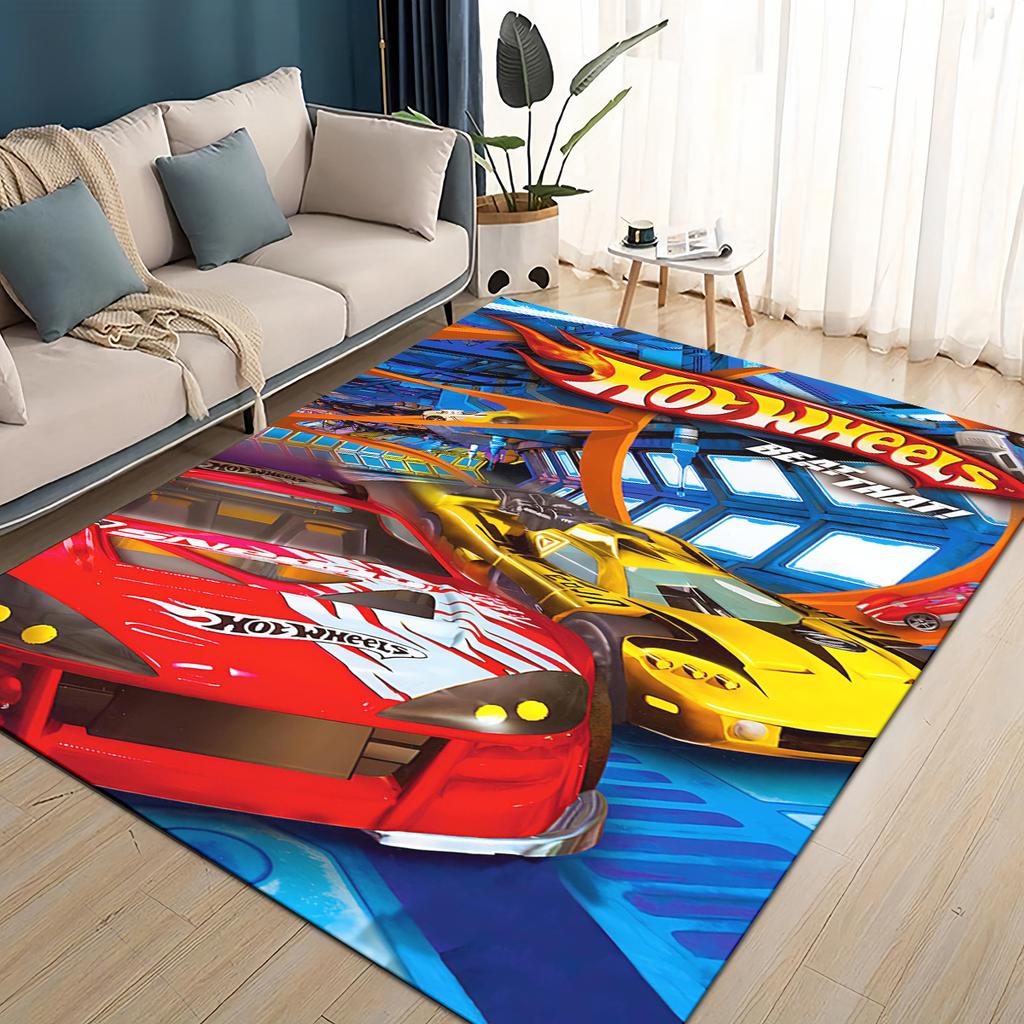 3D Коврик для пола 'Hot W-Wheels Monster Racing Car', Ковер для гостиной, детской спальни, под диван, Прикроватный коврик, Нескользящий коврик