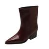 Fashion Winter Thick Heel Pointed Toe Woman Knee-High Boots Ladies Elegant Slip On Long Booties Botas De Inverno Feminina 2025