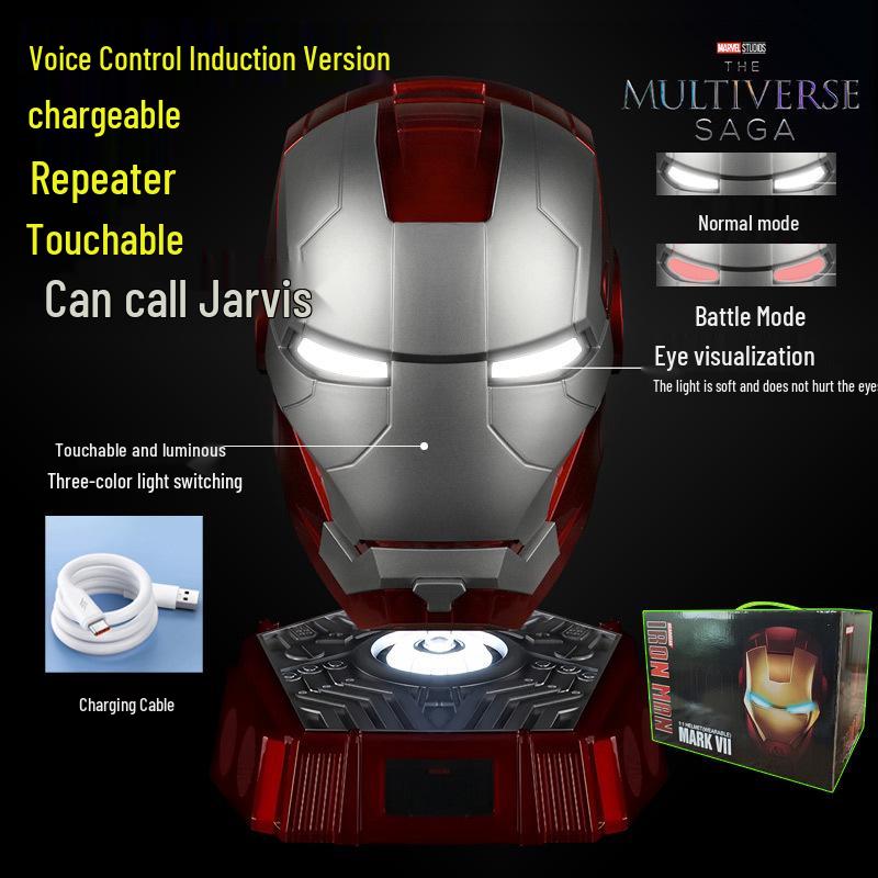Шлем Железного человека MK5 с голосовым управлением, автоматическим открытием, светящимися элементами и моделью руки, реквизит для косплея