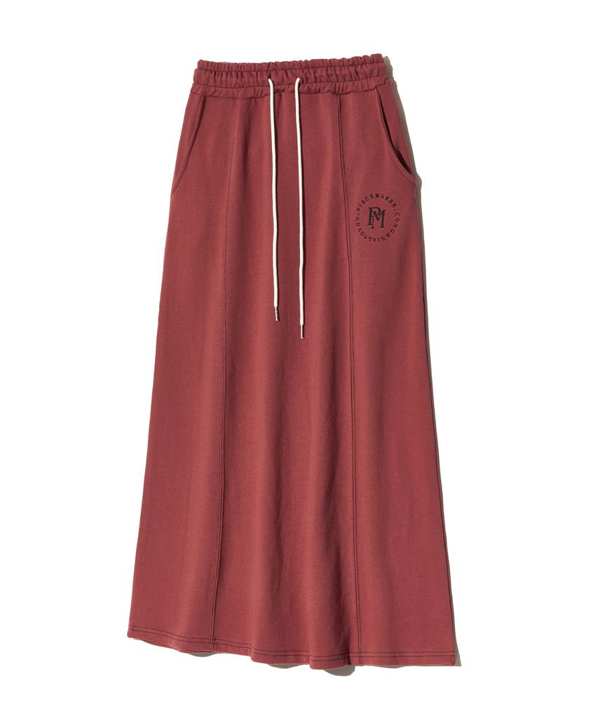 Peace Maker Stitch Sweat Maxi Skirt (Burgundy)